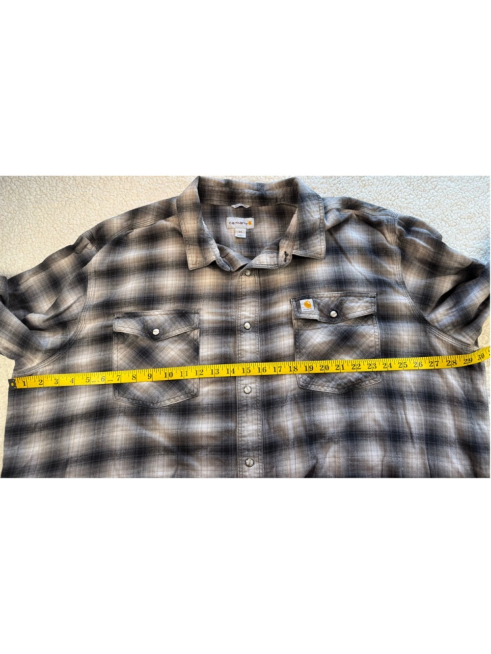 Carhartt Rugged Flex Hamilton Plaid Snap Front Flannel Shirt 3XL Gray 103855 - Picture 7 of 11